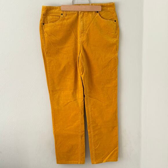 Talbots Mustard Yellow Size 10 Corduroy Straight Leg Pant High Waist Stretch - Picture 2 of 12